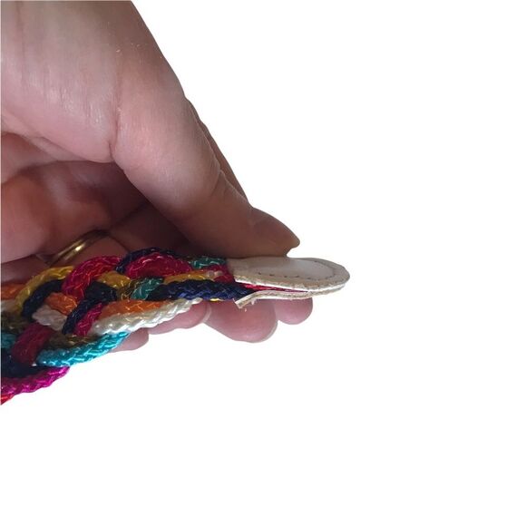 Vintage Rainbow Belt Braided Nylon Pride Pop of Color Retro Sz M - Picture 12 of 15